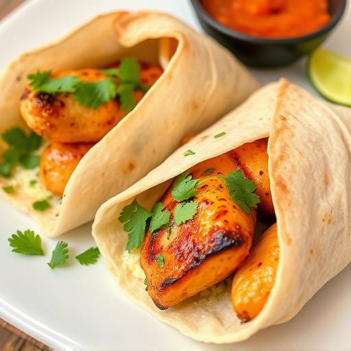 Image of Chicken prego rolls, toasted buns, filled with spicy grilled chicken, fresh cilantro, and peri-peri sauce.