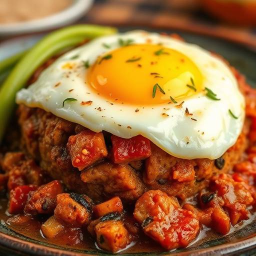 Picture of Bobotie, a spiced minced meat dish baked with an egg-based topping