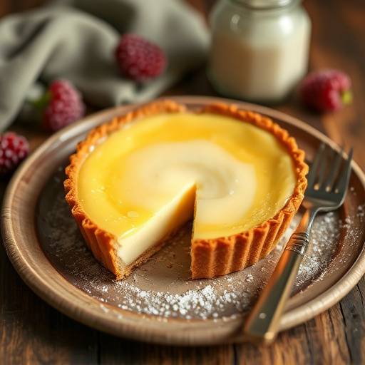 Picture of Melktert, a South African milk tart dessert.