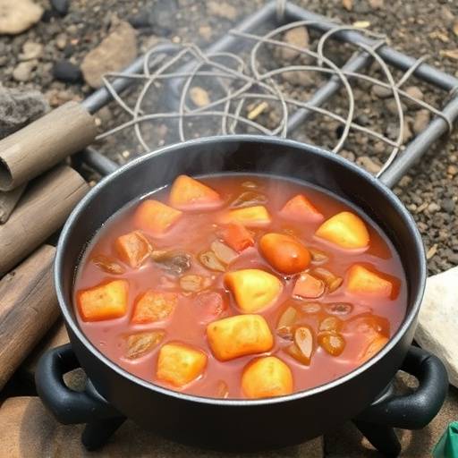 Picture of Potjiekos, a traditional South African stew cooked in a three-legged pot