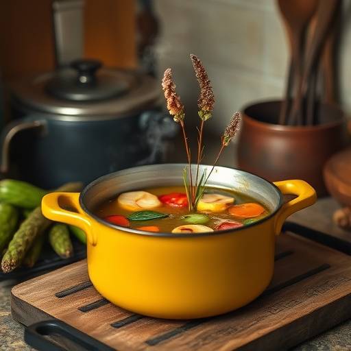Waterblommetjie Bredie simmering in a pot